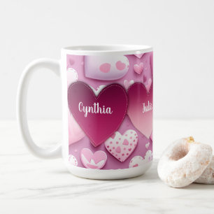 Taza De Café 4 Nombres de familia de corazones