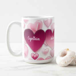 Taza De Café 4 Nombres de familia de corazones