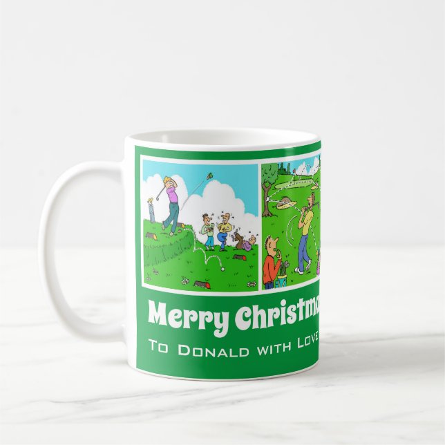 Taza De Café 4 Personalizados con temas de golf a personalizar. (Izquierda)