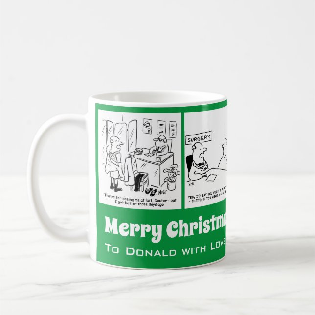 Taza De Café 4 Personalizados médicos para un Médica en Navidad (Izquierda)