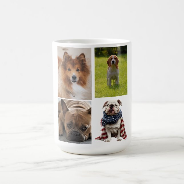 Taza De Café 4 Photo Collage Dog Lover Pet (Centro)