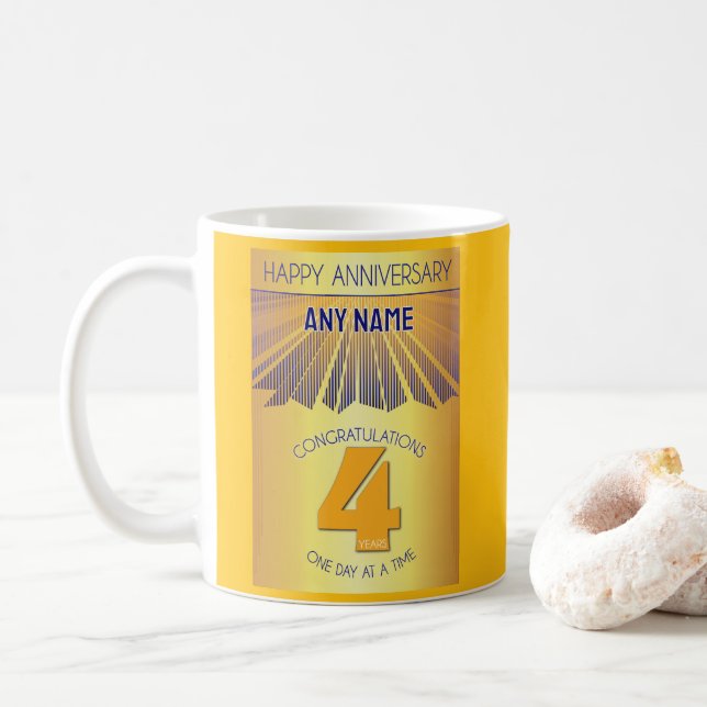 Taza De Café 4 Year Sober Anniversary | Golden Ray 12 Step (Con donut)