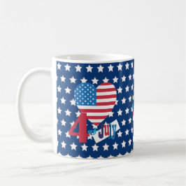 Taza De Café 4to de los fuegos artificiales americanos de la