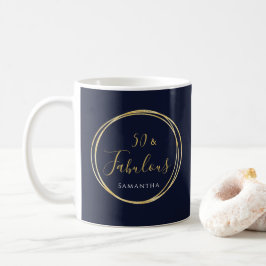 Taza De Café 50.ª Navy Gold personalizada