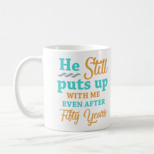 Taza De Café 50.º Aniversario Boda Humor Para Las Mujeres