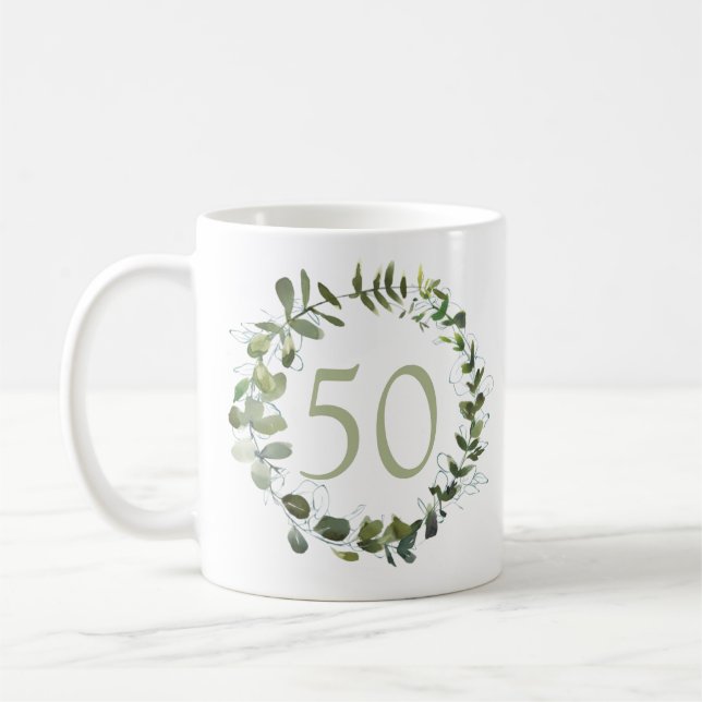 Taza De Café 50.º cumpleaños Eucalyptus Coffee Mug (Izquierda)