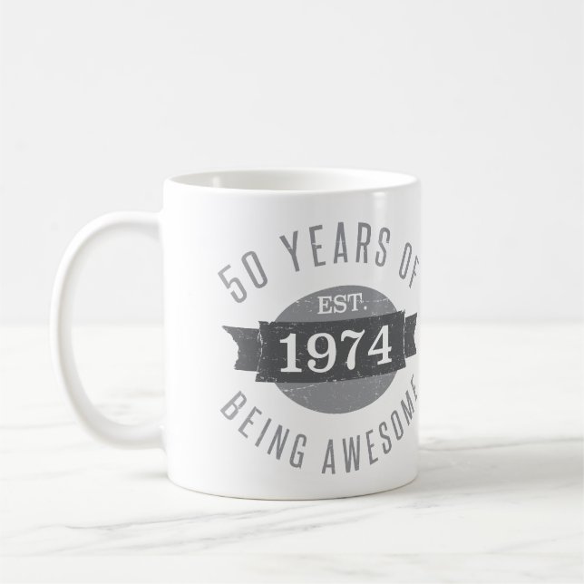 Taza De Café 50.º cumpleaños impresionante 1974 (Izquierda)