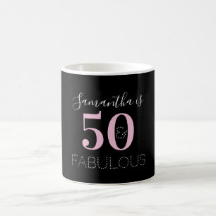 Taza De Café 50.º cumpleaños Rosa Negro personalizado