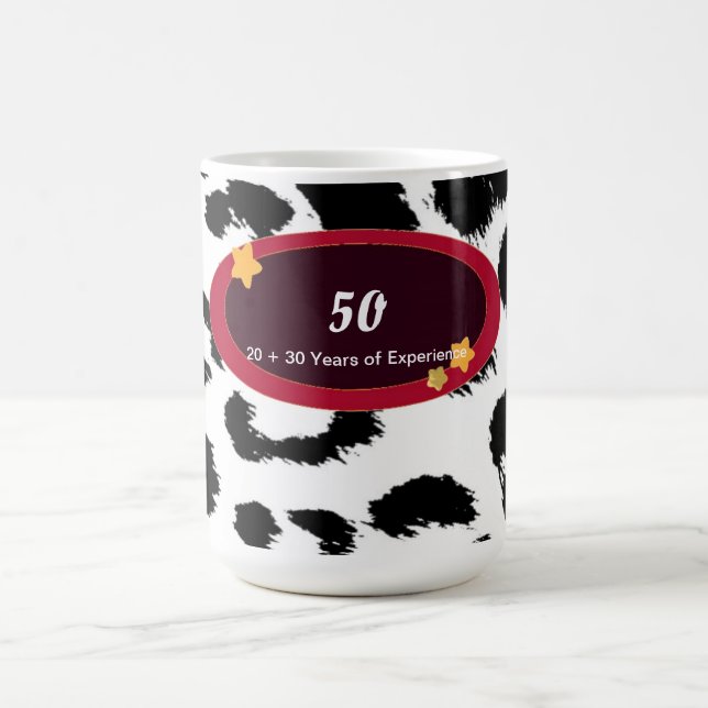 Taza De Café 50.º Patrón De Pieles De Leopardo De Cumpleaños (Centro)