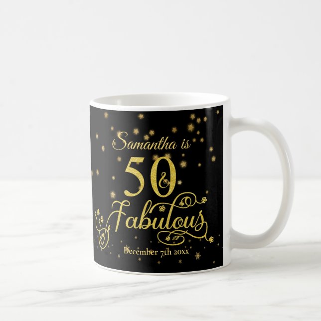 Taza De Café 50 aniversario de fabulosas estrellas Purpurinas d (Derecha)