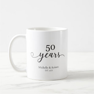 Taza De Café 50 años boda aniversario Minimal Elegant