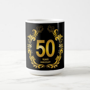 Taza De Café 50 años de Purpurina de oro