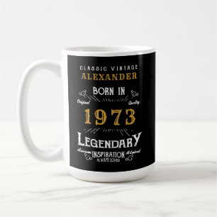 Taza De Café 50 cumpleaños 1973 Añadir tu nombre legendario