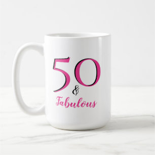 Taza De Café 50 & Fabuloso Cumpleaños 50 Años Fiesta Rosa y Neg