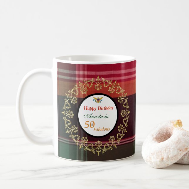 Taza De Café 50 Fabuloso Día del Nacimiento Café Mug (Con donut)