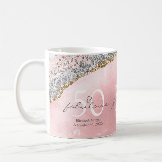 Taza De Café 50 Fabuloso Purpurina de Oro Rosa Rosa (Izquierda)