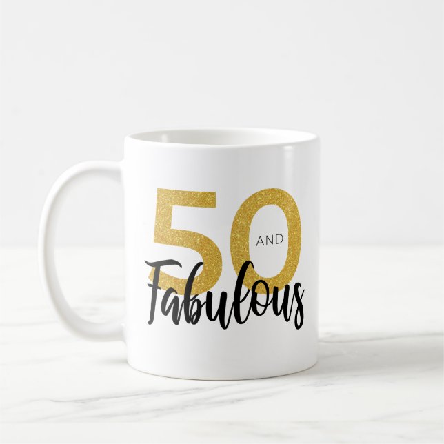 Taza De Café 50 + Fabuloso regalo de fiesta de cumpleaños númer (Izquierda)