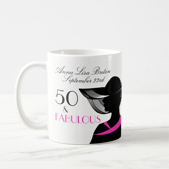 Taza De Café 50 y cumpleaños elegante del art déco fabuloso (Izquierda)