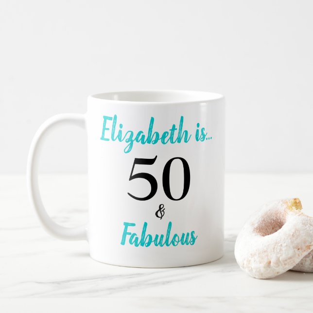 Taza De Café 50 y fabulosa fiesta de cumpleaños turquesa (Con donut)