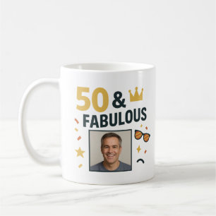 Taza De Café 50 y fabulosa foto Personalizado Cumpleaños