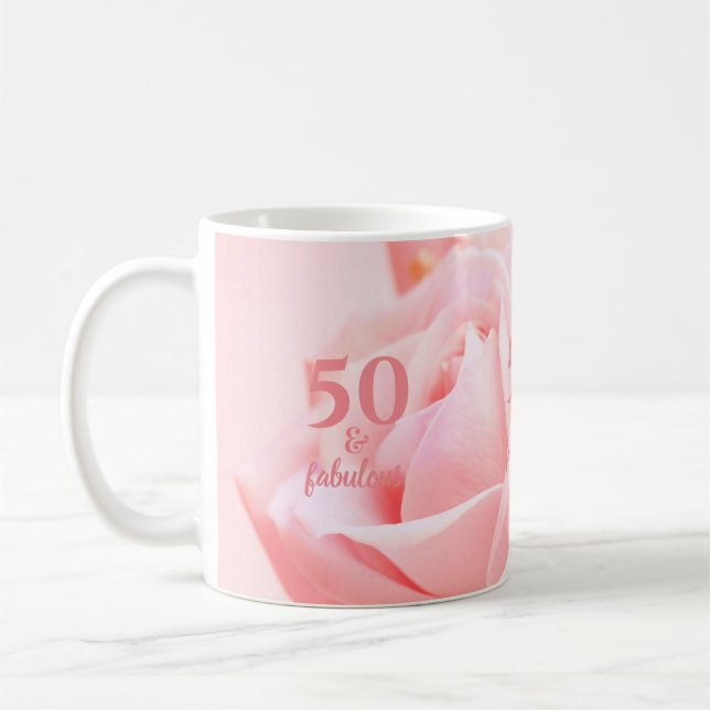 Taza De Café 50 y fabulosa fotografía rosa rosada | Café Mug (Izquierda)