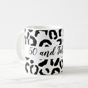 Taza De Café 50 y fabulosa impresión de chitas en blanco y negr