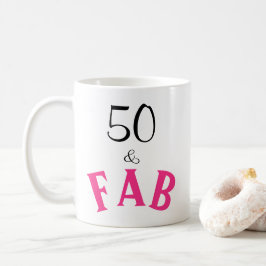 Taza De Café 50 y fabulosa tipografía 50 cumpleaños
