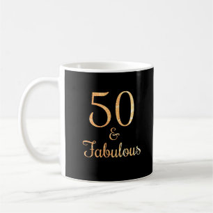 Taza De Café 50 y fabulosa tipografía Purpurina de oro negro