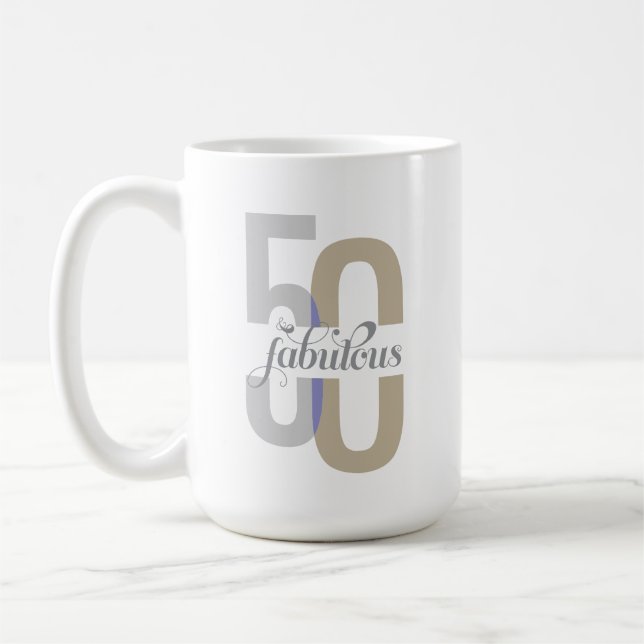Taza De Café 50 y fabuloso 50 cumpleaños elegante (Izquierda)