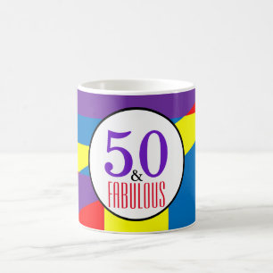 Taza De Café 50 y fabuloso arte geométrico colorido de hito