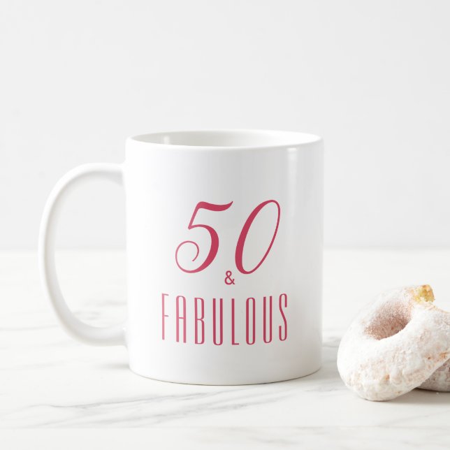 Taza De Café 50 y Fabuloso Coffee Coffee Mug Rosa Elegante (Con donut)