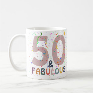 Taza De Café 50 y fabuloso Confeti Rosa Tipografía Moderna