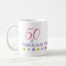 Taza De Café 50 y fabuloso Cumpleaños 50 divertido púrpura