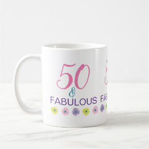 Taza De Café 50 y fabuloso Cumpleaños 50 divertido púrpura