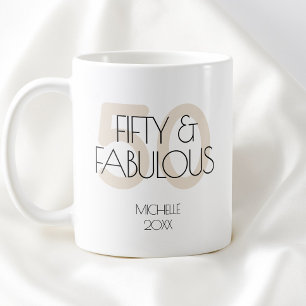 Taza De Café 50 y fabuloso Cumpleaños cincuenta Moderno Sencill
