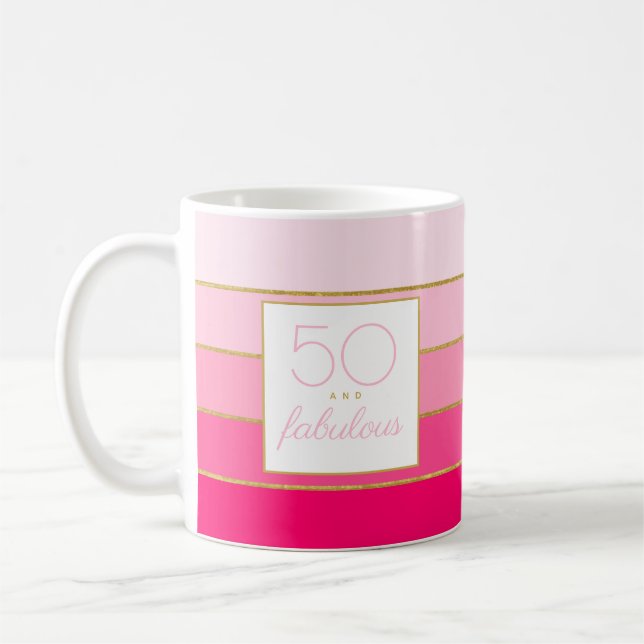 Taza De Café 50 y fabuloso cumpleaños oro rosa (Izquierda)