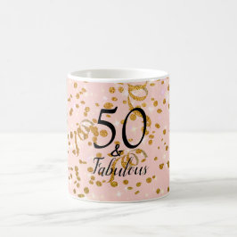 Taza De Café 50 y fabuloso cumpleaños rosado con Dios Confetti