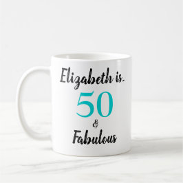 Taza De Café 50 y fabuloso cumpleaños turquesa negro
