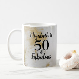 Taza De Café 50 y fabuloso Mármol gris dorado con texto negro