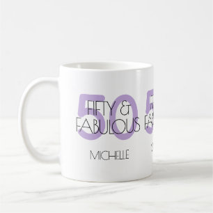 Taza De Café 50 y fabuloso Modern Purple Fifty Birthday Party