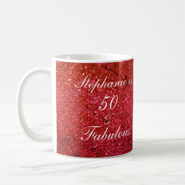 Taza De Café 50 Y Fabuloso Nacimiento Purpurina Rojo Blanco Mod (Izquierda)