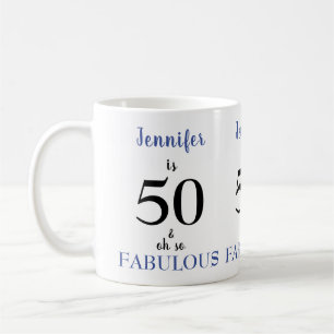 Taza De Café 50 y fabuloso nombre azul y negro