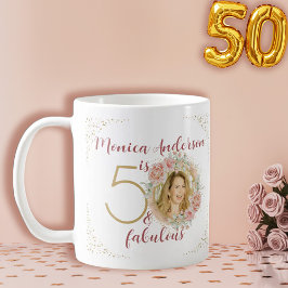 Taza De Café 50 y fabuloso nombre de foto de acuarela floral