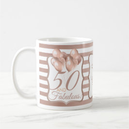Taza De Café 50 y fabuloso oro Rosa de cumpleaños número 50