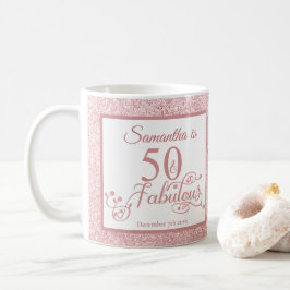 Taza De Café 50 y Fabuloso Rosa Purpurina elegante