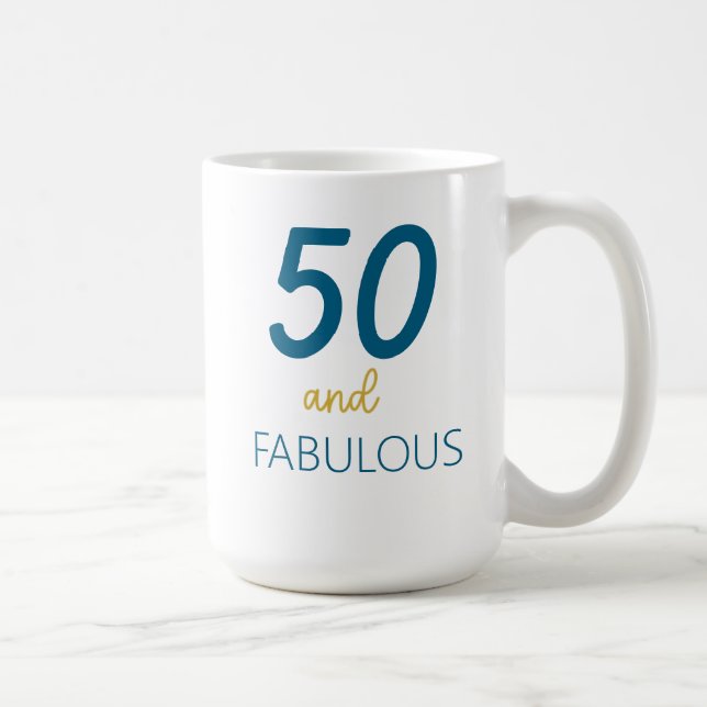 Taza De Café 50 y Fabuloso Verde azulado y Gold Mug (Derecha)