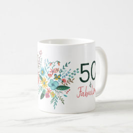Taza De Café 50 y fabuloso verde elegante acuarela floral pa
