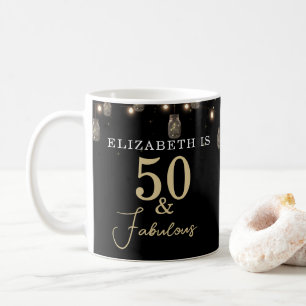 Taza De Café 50 y Fabulous Black with String Lights