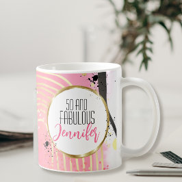 Taza De Café 50 y la fabulosa Moda de oro negro rosado Glam mod