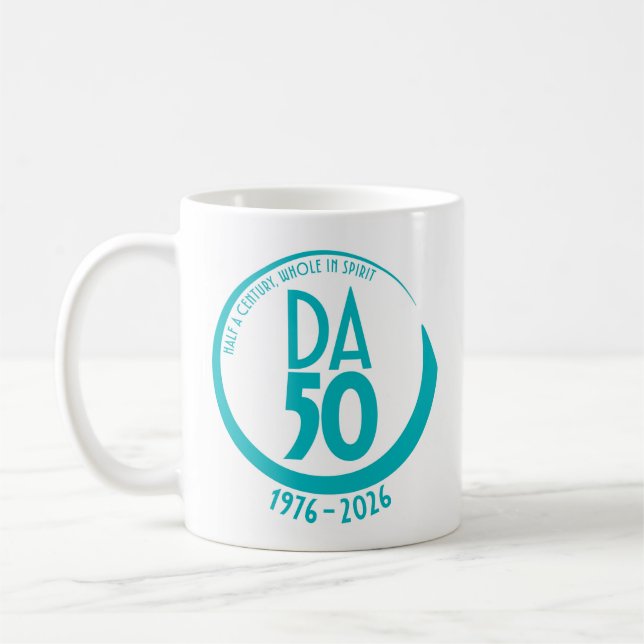Taza De Café 50th Anniversary 1976-2026 Mug in Teal (Izquierda)